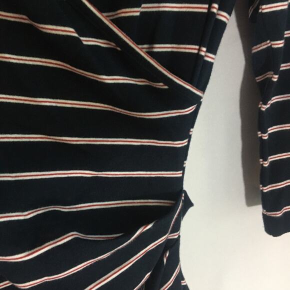 Anthropologie Sundry Fabian Striped Faux Wrap Jersey Mini Dress Blue Small Party - Picture 6 of 11